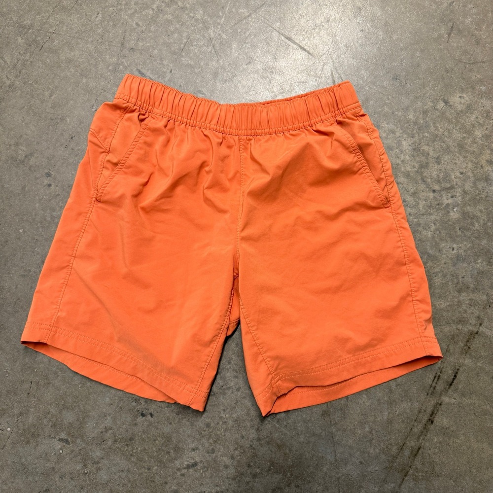 Eddie Bauer Mens Horizon Guide Shorts Orange Elastic Waist Hiking Outdoor Size M